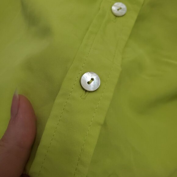 Chico's Women's Lime Green Modal Blend Shell Chip Short Sleeve Button Up Top 2 L - Picture 3 of 7